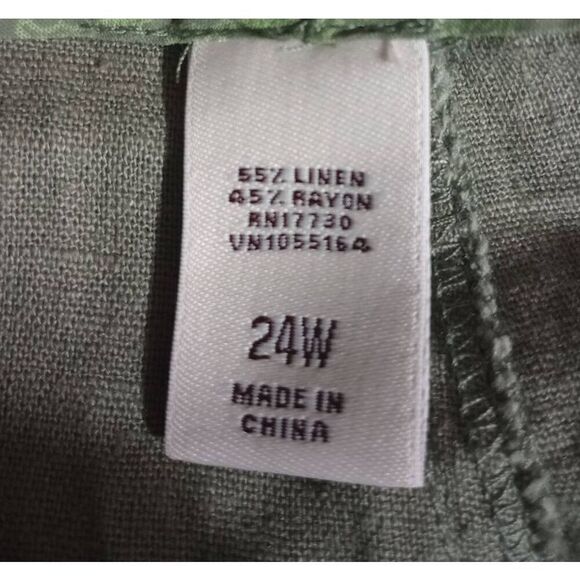 Merona Pants Ladies 24W Green Linen Blend - Picture 5 of 6
